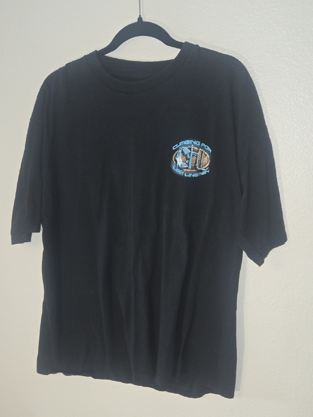 Union LINE Black Short Sleeve Tee Climbing For Lost Linemen